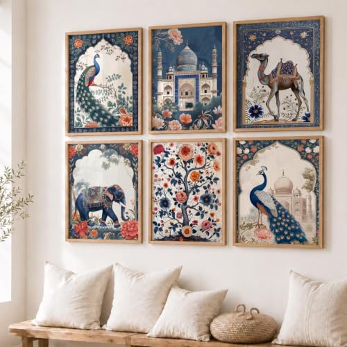 Image of kotart MadhubaniTheme Digital Painting for Wall Decoration - Wall Art Prints for Living Room Bedroom Office, living room Decor, wall hanging frames-(10x13 inch, E)