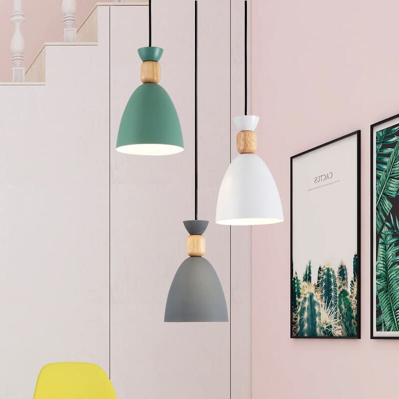 Keyplus Aluminium 3 Light Cluster Hanging Shade Light, Grey, White And Green 3