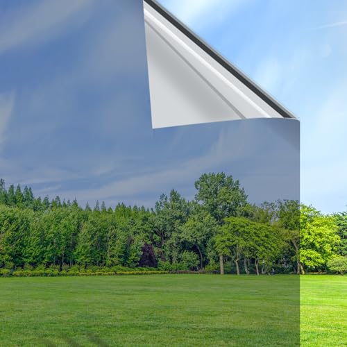 Volcanics Película de privacidad unidireccional para ventanas de cristal, espejo reflectante de calor, película tintada para ventana, para el hogar, antideslumbrante, estática, calcomanías para