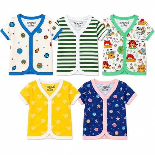 Image of Tinchuk Baby Boy's & Baby Girl's Printed T-Shirt /Jhabla /Nightsuits with Assorted Prints- Multi-Pack