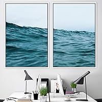 2 Piece Framed Canvas Wall Art Coastal Beach Canvas Prints Home Artwork Decoration for Living Room,Bedroom - 16