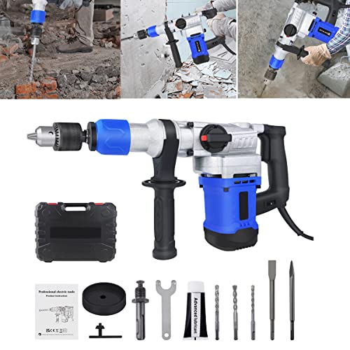 Juego de brocas 3 en 1 para martillo giratorio, taladro eléctrico Chisell para desmontaje de pared de cemento, excavación de pared de agua y cableado eléctrico, 3 brocas, 2 cinceles