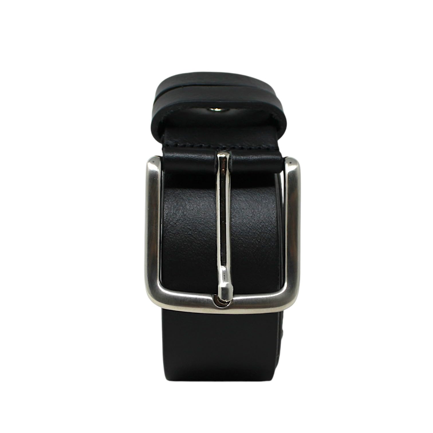 Cintura Uomo in Pelle Bovina Nera Made in Italy, 4 cm, Regolabile con Vite, Fibbia Nichel Satinato, Cintura Elegante per Jeans, Chino e Business Casual