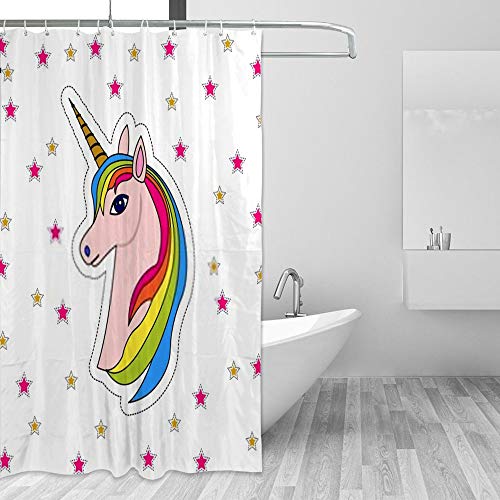 Rideau de douche polyester imperméable avec crochets pour cabine de bain - 5
