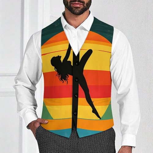 Vintage Pole Dancing Silhouette Men's Suit Vests Dress Vest V-Neck Waistcoat Slim Business Formal with Pocket2