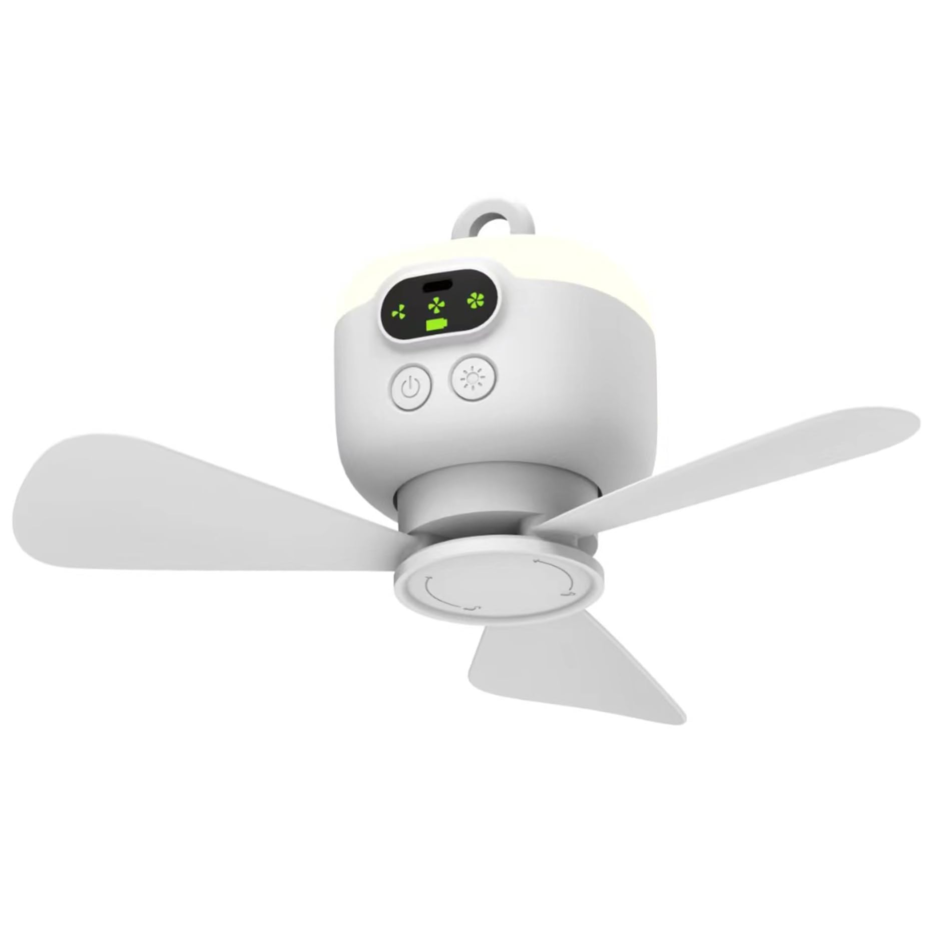 Ventilador de Techo portátil, 8000 mAh, con Dosel Colgante, Control Remoto y 3 velocidades, Recargable y Desmontable. Imprescindible para el Verano, Ideal para Exteriores e Interiores.