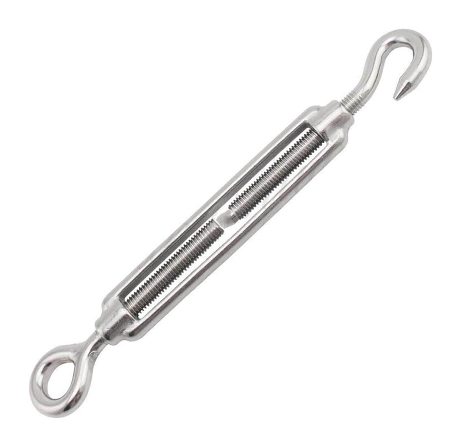 ZFPKXHVMG Adjust Open Turnbuckle, Stainless Steel Basket Screws Wire Rope Tension Hook & Eye Turnbuckle(M8)