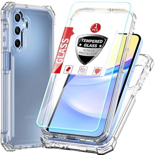 for Samsung Galaxy A16 5G 3-in-1 Case with Screen Protector,for Samsung Galaxy A16 5G Phone Case Full Body Protection,Hard PC Bumper & Silicone Back Military Grade Cover. (Clear)