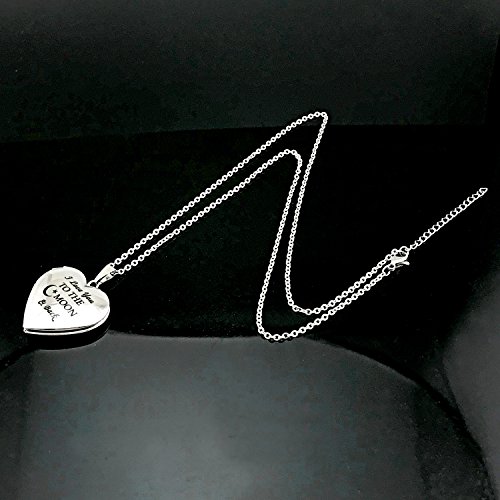 Youfeng Love Heart Locket Necklace That Holds Pictures Engraved Always In My Heart Memories Photo Lockets (Moon & Back Locket) #TOP6