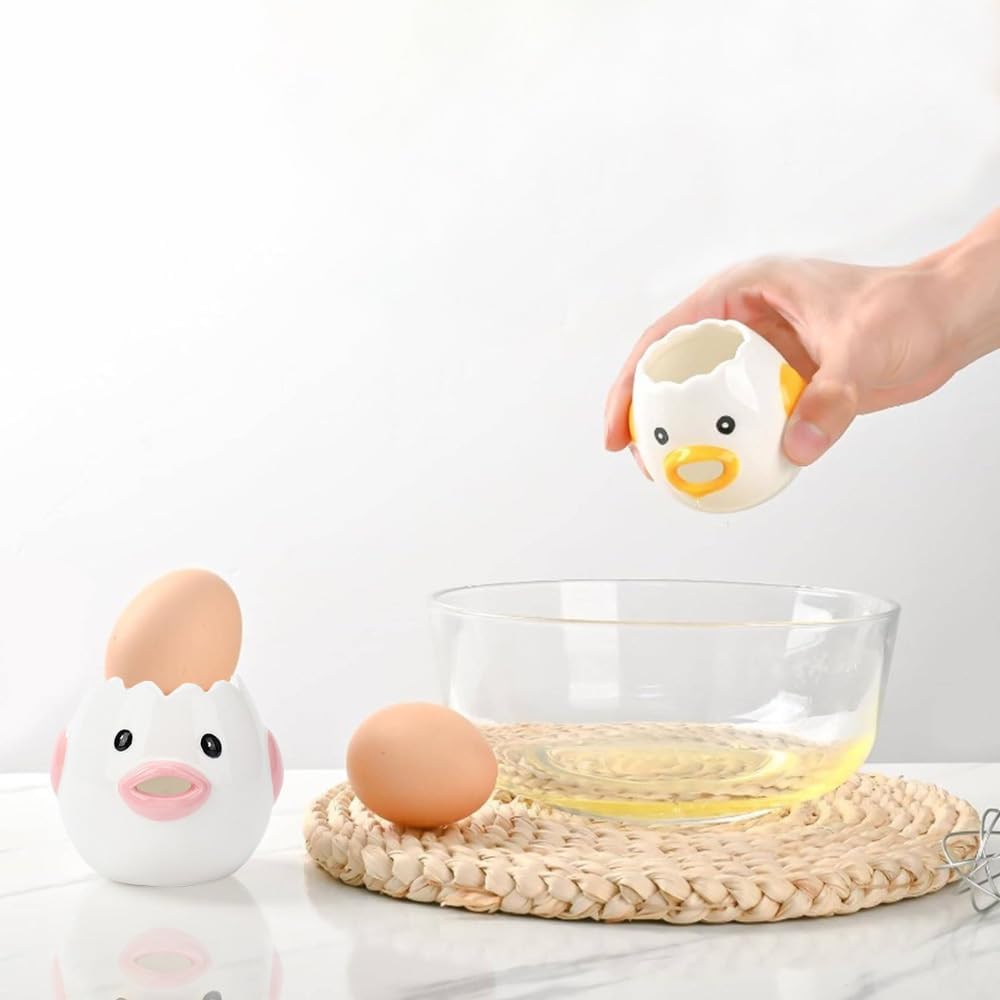 Cute Egg Separator, Mini Egg White and Yolk Separator Practical and Simple Ceramic Egg Separator Suitable for Kitchen Baking Small Tools (Pink)