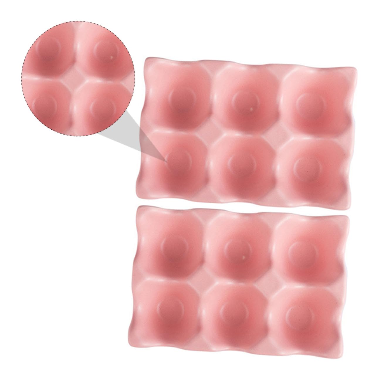 2 Stück Eierablage aus Keramik mit 6 Fächern, Rosa