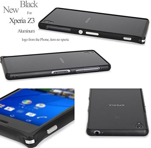 Xperia Z3 case , Aluminum hard ultra thin case frame bumper metal for Sony xperia Z3 phone Wellpad (black)