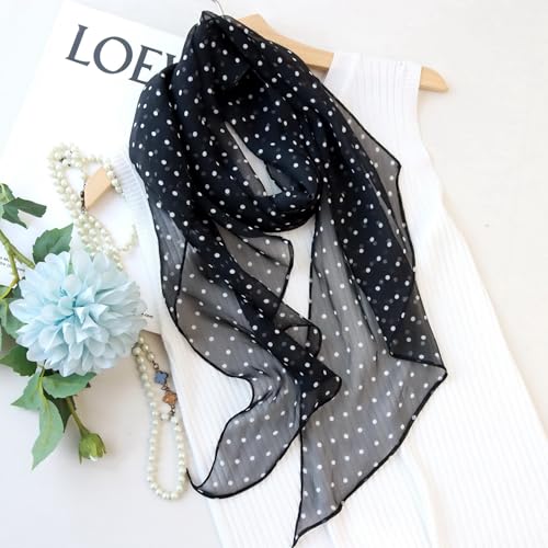 JERLA Women 100% Mulberry silk Scarf Long Large Lightweight Scarves Fashion Women Soft polka dot Print Neckerchief4