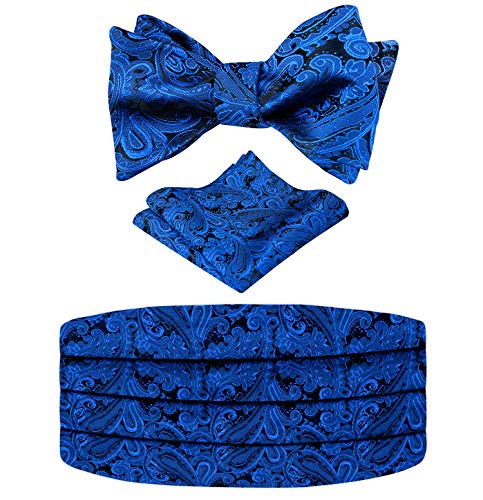 Image of Alizeal Mens Paisley Adjustable Bow Tie Set | Pre-tied Cummerbund Pocket Square Perfect for Weddings Business Formal Events