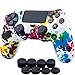 YoRHa Transferencia de Agua Camuflaje de impresión Silicona Caso Piel Fundas Protectores Cubierta para Sony PS4/slim/Pro Mando x 1 (Pintada) con Pro los puños Pulgar Thumb gripsx 8