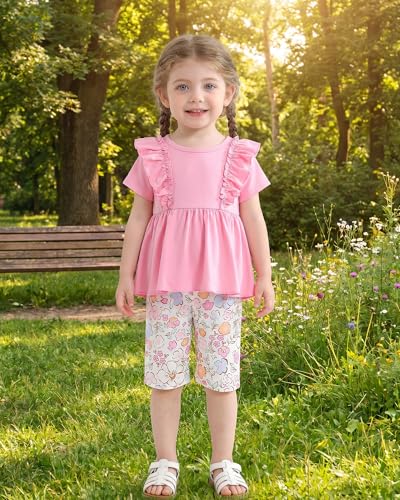Image of Weebaby Toddler Girl Clothes Baby Summer Outfits Sleeveless Halter Top Ruffle Short Set Cute Kids Clothes Girls