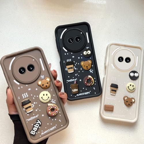 Image of COLORflow Back Cover Compatible with Nothing Phone 2A 5G / 2A Plus 5G | Cute Fun Cartoon 3D Ball Coffee Silicone Case (Black) | Designer Camera and Body Protected Back Cover