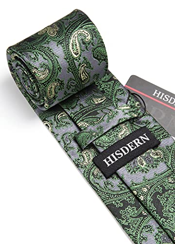Image of HISDERN Extra Long Ties for Men Classic Floral Tie and Pocket Square Elegant Silk Necktie Handkerchief Set Wedding Party