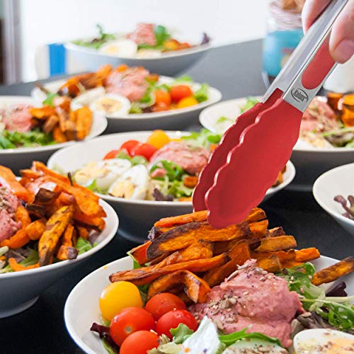 Kaluns Spatula, Silicone Spatula, 4 Rubber Spatulas and One Kitchen Tongs, Heat Resistant Spatula Set, Nonstick Seamless Design with Stainless Steel Core, Kitchen ToolS