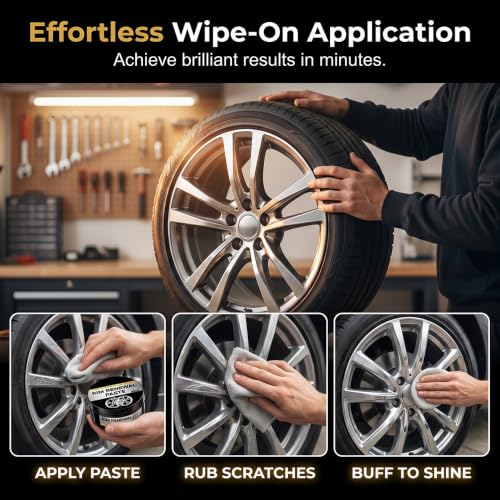 Image of All-in-One Wheel Care & Restoration Paste with Sponge (2) | Multi-Purpose Wheel Restoration Polish Buffs, Professional Scuff Remover and High-Gloss Restorer for Car Motorcycles Tires