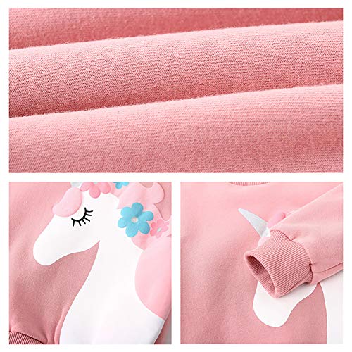 Image of weLaken Unicorn Sweatshirts for Girls Thick Cotton Pullover Tops Fall Winter Children Girls Clothing