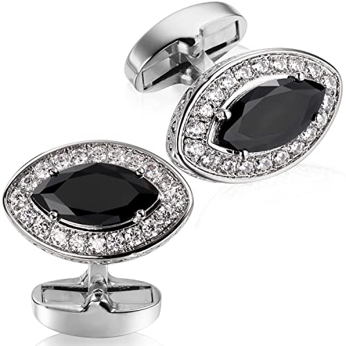 Image of HAWSON Cufflinks for Men, Gold Diamond Crystal Cufflinks for Groom Husband Personalized Gifts, Mens Formal Wedding Business Cufflinks, Luxurious Gorgeous Cuff Links French Shirt Accessories