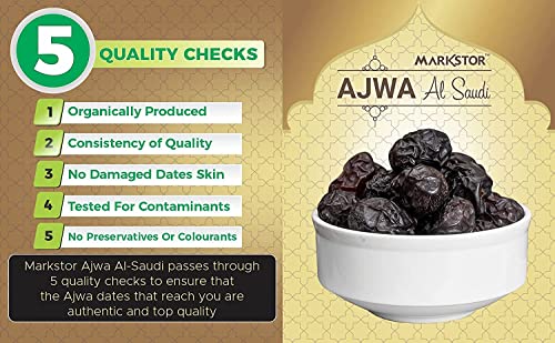 Image of Markstor Fresh Seedless Ajwa Al-Saudi - Finest Ajwa Dates (Khajur) of Madina, Saudi Arabia - 250 gms
