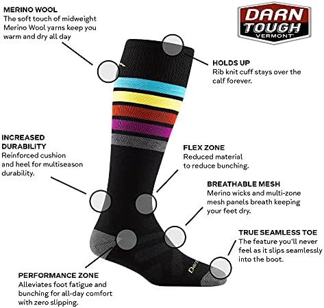 Darn Tough Women's Snowburst OTC Midweight Ski and Snowboard Sock (Style 8028) - - Image 2