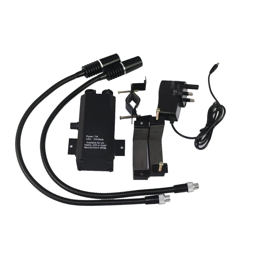 Kit De Accesorios para Microscopio con Foco Led De Doble Cuello De Cisne para Microscopio Estereoscópico Y Portaobjetos De Microscopio De Diámetro Normal De 25