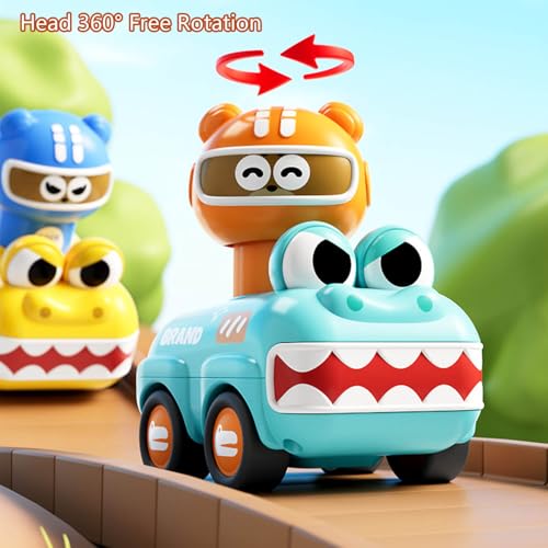 Toddler Toys for 1 2 Year Old Boy Gifts, Press to Go Car Toys for Toddlers 1-3, Baby Animal Racing Cars Toys 12-18 Months, Push Go Friction Car Toys for One Year Old Boy - Image 5