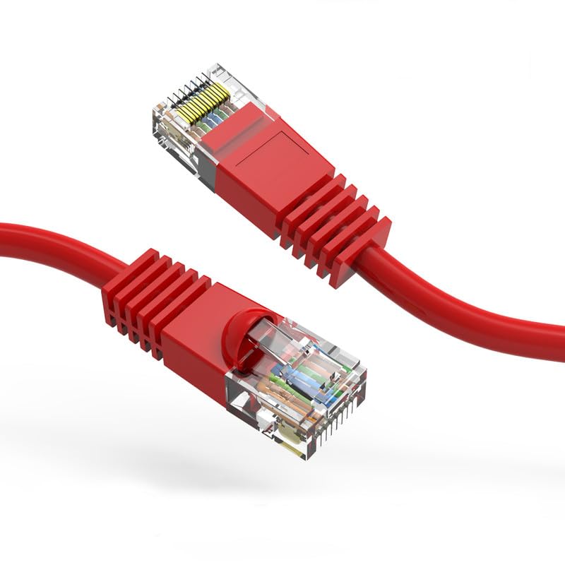 Cat 5e Ethernet Patch Cable 150ft Red with Gold Plated RJ45 Connectors  350 MHz High Performance Patch Cord  4 UTP 24 AWG Stranded Copper Pure Conductors with PVC Jacket