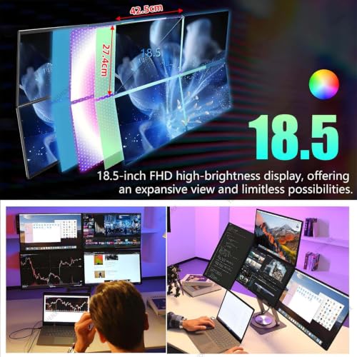 Image of Portable Four-Screen Laptop Extender, 18.5-Inch Fhd Ips Display, For Office