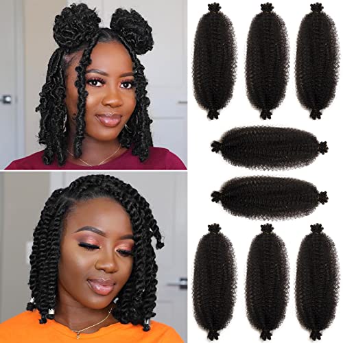 Marley Twist Braiding Hair Springy Afro Twist 12Inch 8Packs Marley Hair for For Faux Locs Kinky Twist Crochet Braids Spring Twist Hair Natural Black (1B, 12inch)