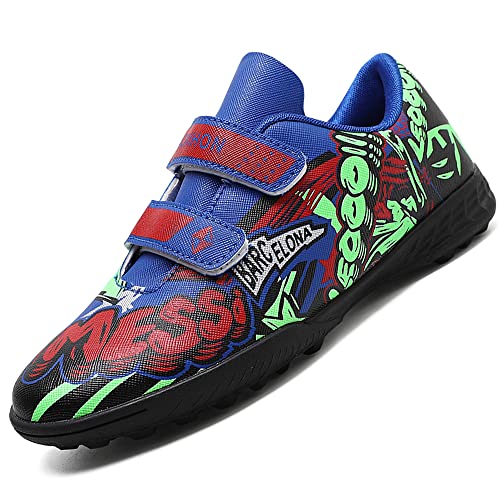 VTASQ Chaussures De Football Outdoor Athlétisme Entrainement Adolescents Chaussures de Sport Mode Compétition Entraînemen Runing Chaussures de Football Unsisexe Bleu EU 35 Cover