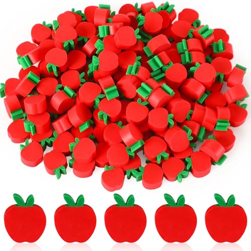 JUNEBRUSHS 150pcs Apples Erasers for Kids Bulk Welcome Back to School Gift