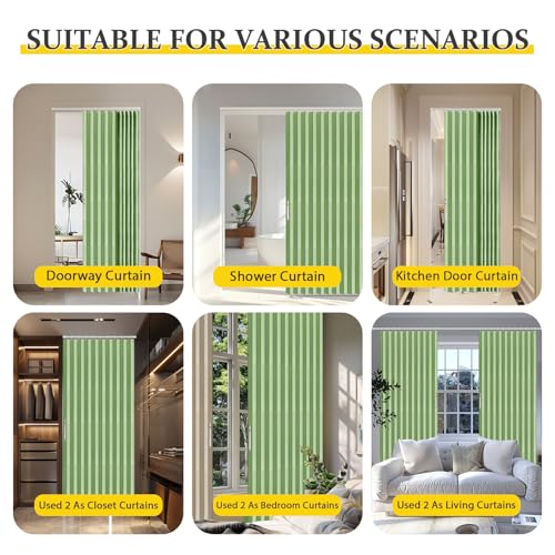 Image of AJAZZ Blackout Magnetic Door Curtain Accordion Doors Interior Folding Closet Door Curtain Invisible Applicable Bedroom Room Living Room Doorway(Green 42 inch W x 78 inch L 1 Panel