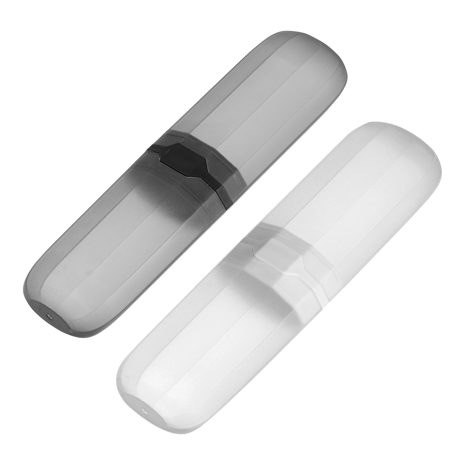 uxcell 2pcs Travel Toothbrush Case Transparent White/Transparent Black Portable Toothbrush Holder Plastic Toothbrush Organizer Storage Container