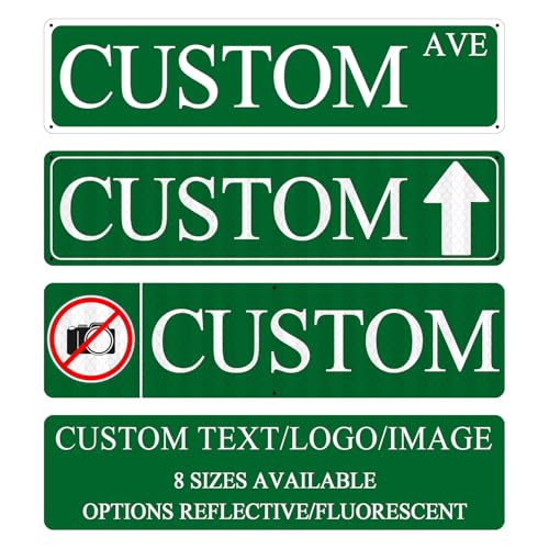 Custom Metal Street Signs 6 * 24inches Persionalized road sign Aluminum weatherproof meatl 8sizes reflective options Road direction signs for supermarket business home bedroom