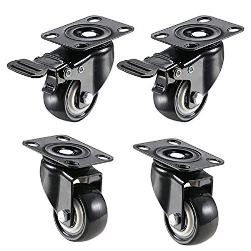 Image of 4 x Small 2 inch Double Wheel with Plate & Break for Office Chair | Set of 4