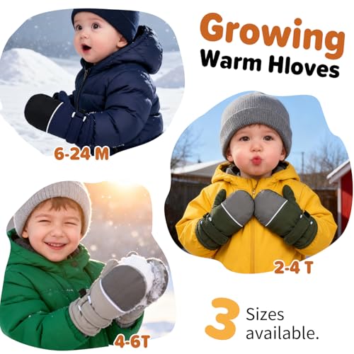 Weradau Fleece Lined Mittens for Baby Boys Girls,Baby Toddler Little Kids Winter Gloves Mittens for Children 4-8 Years