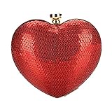  Quantong Polyester Mode Perlen Pailletten Handtasche Rot Pfirsich Herz Abendessen Umhängetasche Abendkleid Cheongsam Handtasche Geldbörse