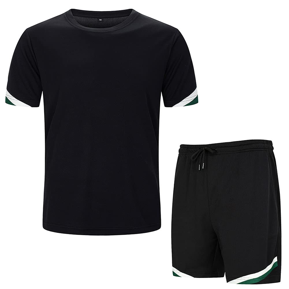 Men's 2 Pieces Athletic Sports Sets T-Shirt and Shorts Set Mesh Tracksuit Outfits