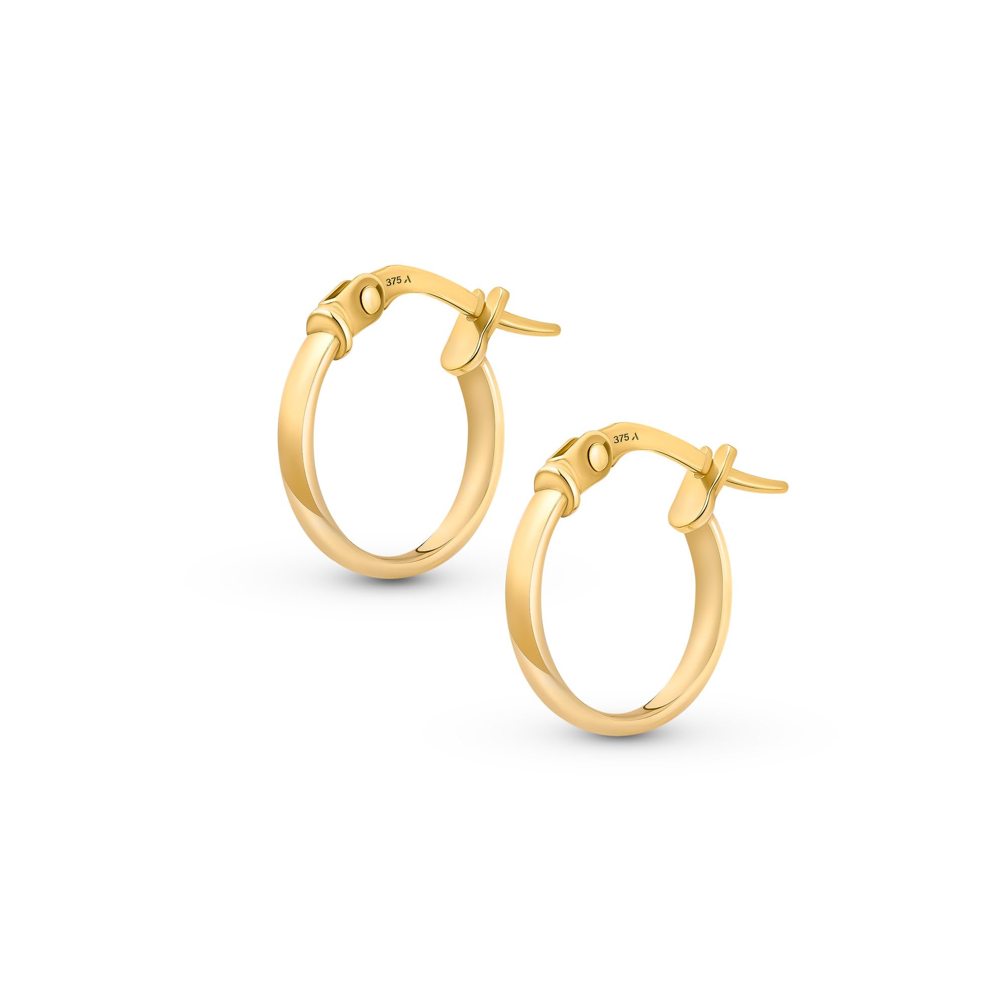 Amberta Orecchini a Cerchio in Oro Massiccio 9kt 14kt da Donna, Cerchietti Piccoli Sottili Lisci Classici, Cerchi in Oro 9 14 carati 10,15, 20, 25 mm Made in Italy
