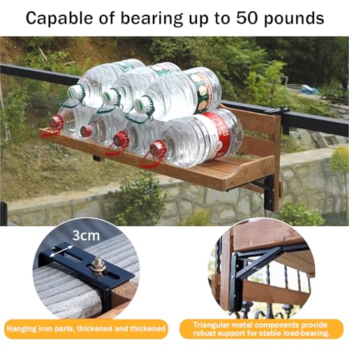 Table de balcon pliante bois massif rustique de qualité supérieure pour extérieur élégant - 4