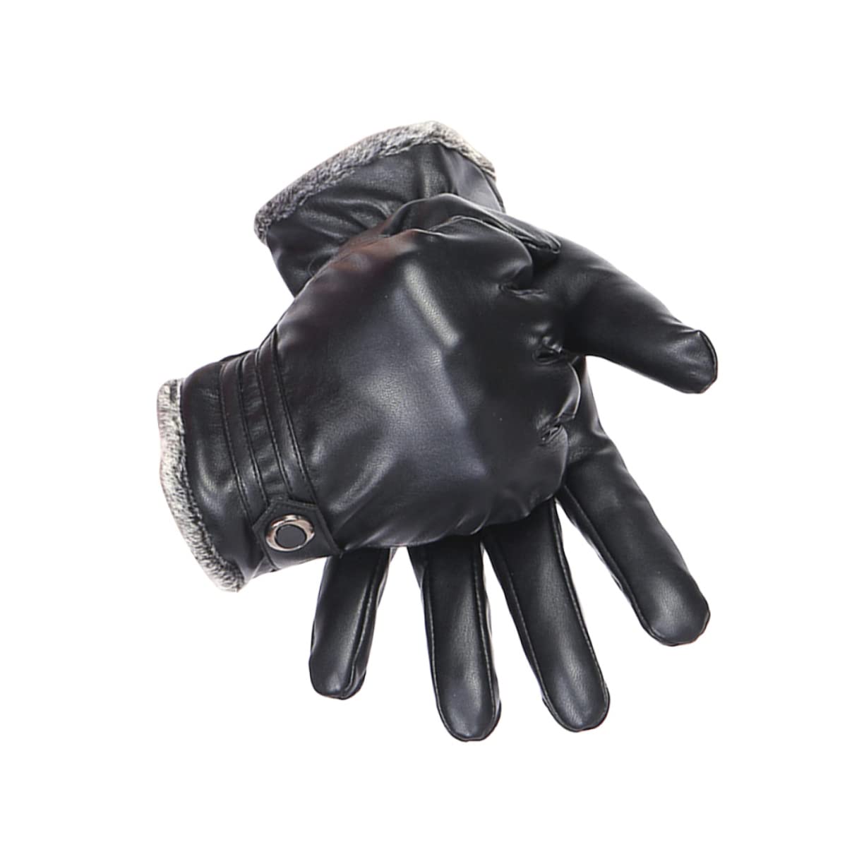 BESTYASH 1pair Leather Warm Gloves Cycling Gloves for Cold Weather Outdoor Activities Black Pu Material Flexible and Comfortable Design