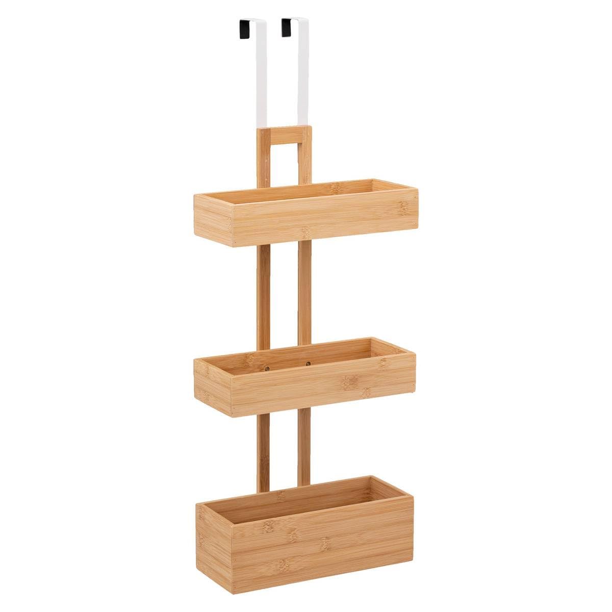 Five 3 Tier Bamboo Shelf with Hooks for Doors