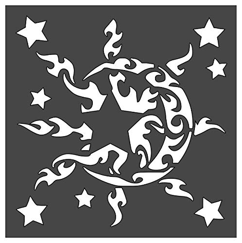 Sun Moon Stars Stencil 1-5.5x5.5 inch Custom Cut Reusable Stencil Drawing Template Flexible Clear Plastic Sheets 0.15mm Thick SL-1411