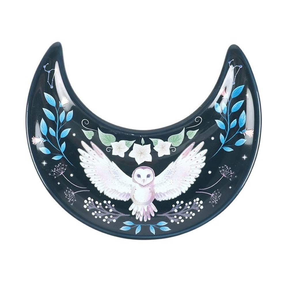 Something Different Crescent Moon Owl Trinket Dish (One Size) (Blue/White)