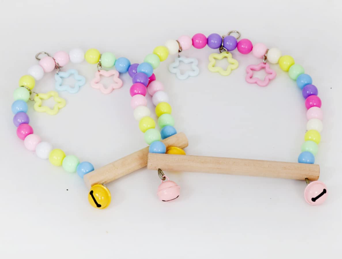 Wooden Bird Swing for Cockatiels Parrot Perch Hanging Toys Parakeets Birdcage Stands Cage Playground Play Gyms (Large)