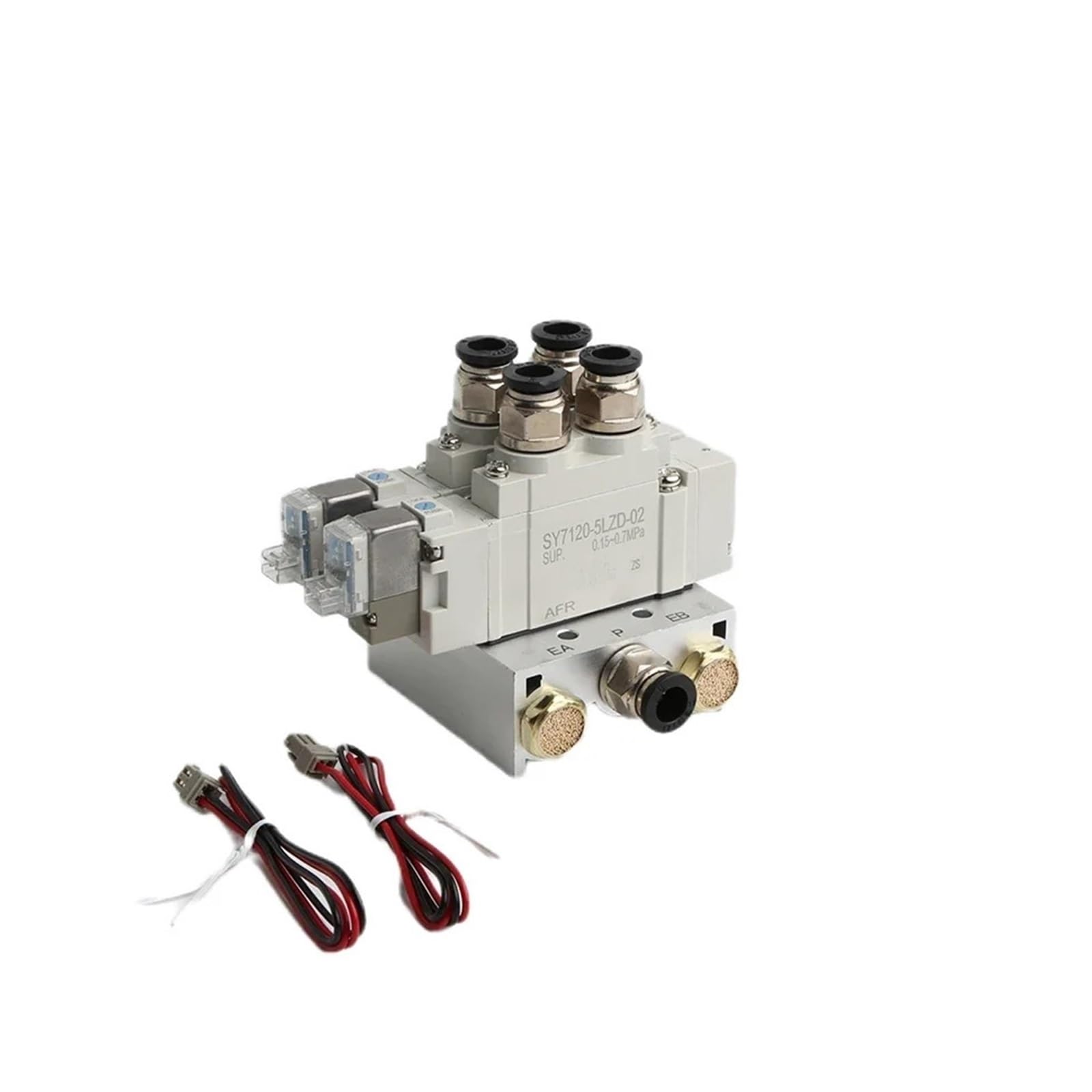 Électrovanne combinée SY3120 avec embase compacte 10 stations et connecteurs pneumatiques M5